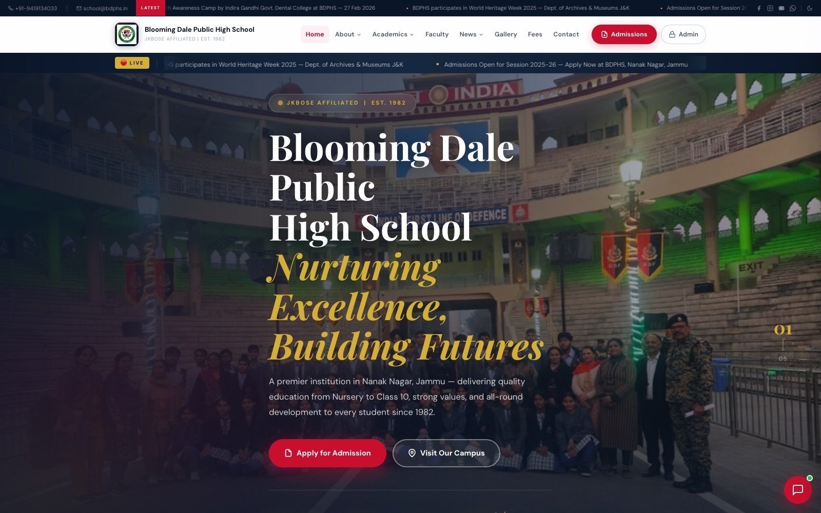 The BDPHS website homepage
