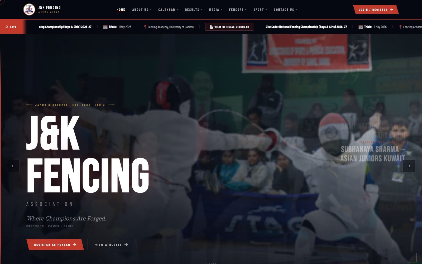 The J&K Fencing Association homepage